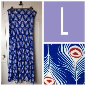 Large LuLaRoe Maxi Skirt - Peacock Feathers